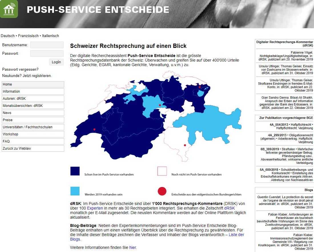 Neu sind im Push-Service Entscheide über 463'395 Entscheide zu finden.